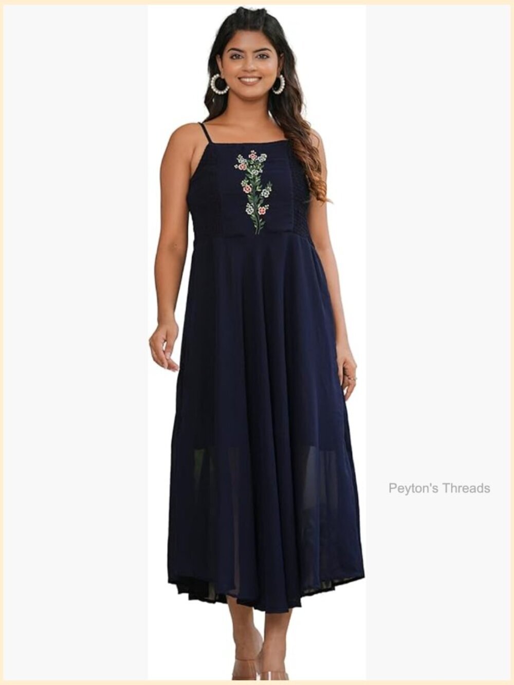 Smoking Embroidered Georgette A-Line Sleeveless Dress